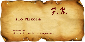 Filo Nikola névjegykártya