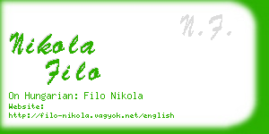 nikola filo business card